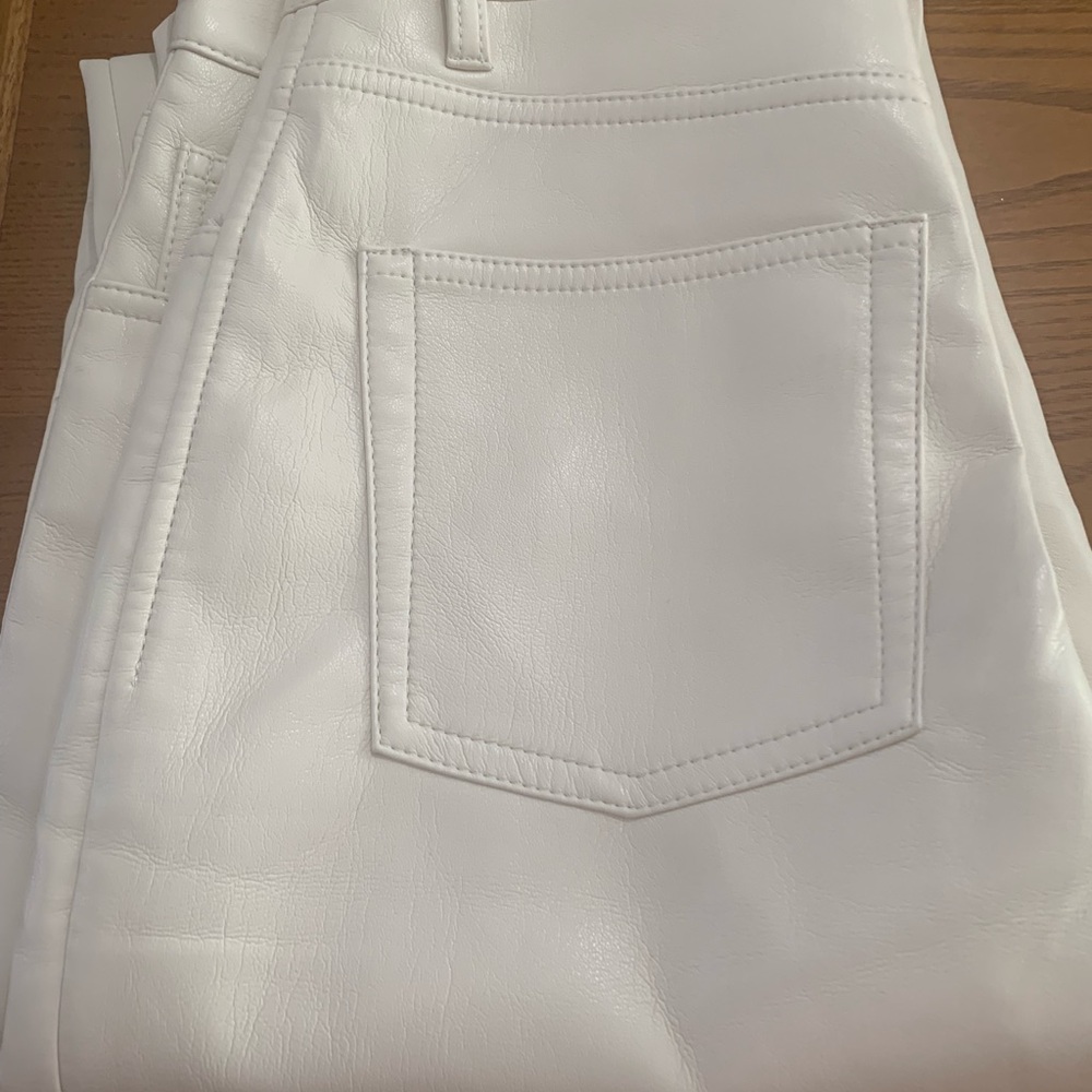 Aritzia Wilfred Cream Leather Pants
